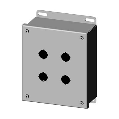 Saginaw Control & Engineering SCE-4SPBSS6I 7x6x3" 316 Stainless Steel Pushbutton Enclosure with 4 Holes, 22.5 mm