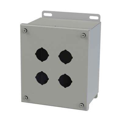 Saginaw Control & Engineering SCE-4SPBX 7x6x5 Metal Pushbutton Enclosure with 4 Holes, 30.5 mm