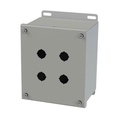 Saginaw Control & Engineering SCE-4SPBXI 7x6x5 Metal Pushbutton Enclosure with 4 Holes, 22.5 mm