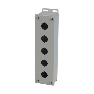 Saginaw Control & Engineering SCE-5PB 13x3x3 Metal Pushbutton Enclosure with 5 Holes, 30.5 mm