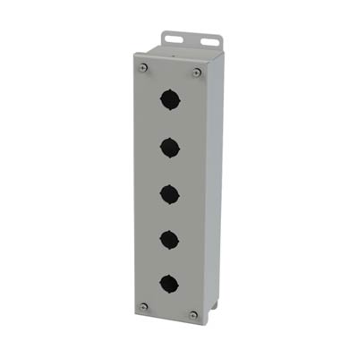 Saginaw Control & Engineering SCE-5PBI 13x3x3 Metal Pushbutton Enclosure with 5 Holes, 22.5 mm