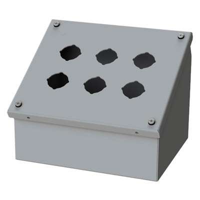 Saginaw Control & Engineering SCE-6PBA 7x9x7 Metal Pushbutton Enclosure with 6 Holes, 30.5 mm