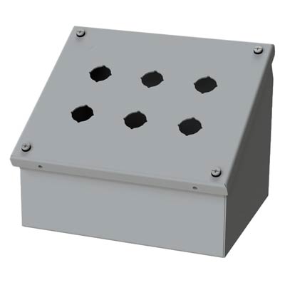 Saginaw Control & Engineering SCE-6PBAI 7x9x7 Metal Pushbutton Enclosure with 6 Holes, 22.5 mm