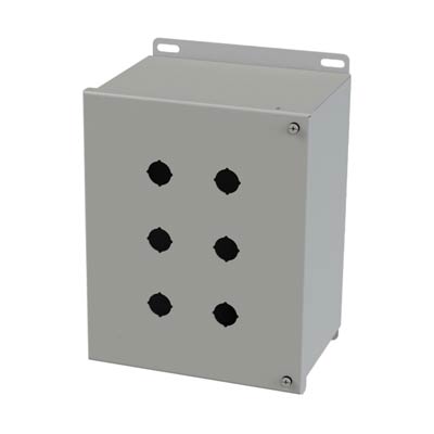 Saginaw Control & Engineering SCE-6PBHI 10x8x6 Metal Pushbutton Enclosure with 6 Holes, 22.5 mm