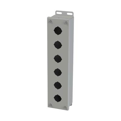 Saginaw Control & Engineering SCE-6PBVL 15x3x3 Metal Pushbutton Enclosure with 6 Holes, 30.5 mm