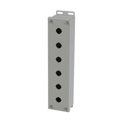 Saginaw Control & Engineering SCE-6PBVLI 15x3x3 Metal Pushbutton Enclosure with 6 Holes, 22.5 mm
