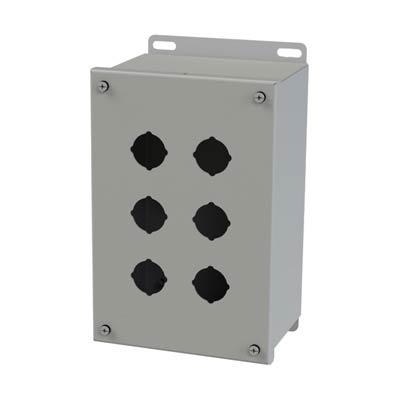 Saginaw Control & Engineering SCE-6PBX 10x6x5 Metal Pushbutton Enclosure with 6 Holes, 30.5 mm