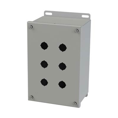 Saginaw Control & Engineering SCE-6PBXI 10x6x5 Metal Pushbutton Enclosure with 6 Holes, 22.5 mm