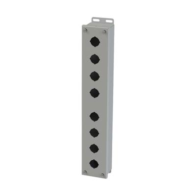 Saginaw Control & Engineering SCE-8PB 20x3x3 Metal Pushbutton Enclosure with 8 Holes, 30.5 mm