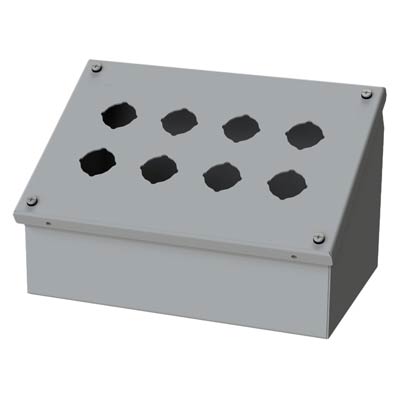 Saginaw Control & Engineering SCE-8PBA 7x11x7 Metal Pushbutton Enclosure with 8 Holes, 30.5 mm