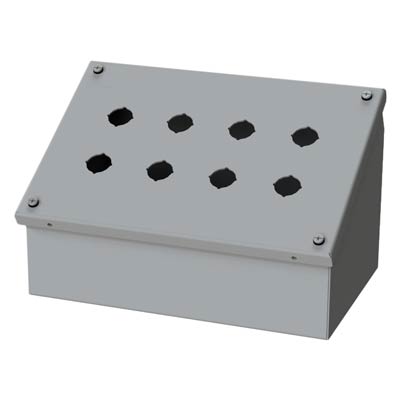 Saginaw Control & Engineering SCE-8PBAI 7x11x7 Metal Pushbutton Enclosure with 8 Holes, 22.5 mm