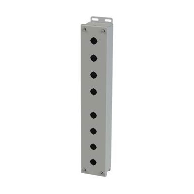 Saginaw Control & Engineering SCE-8PBI 20x3x3 Metal Pushbutton Enclosure with 8 Holes, 22.5 mm