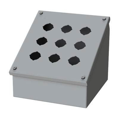 Saginaw Control & Engineering SCE-9PBA 10x9x8 Metal Pushbutton Enclosure with 9 Holes, 30.5 mm