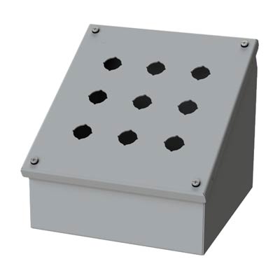 Saginaw Control & Engineering SCE-9PBAI 10x9x8 Metal Pushbutton Enclosure with 9 Holes, 22.5 mm