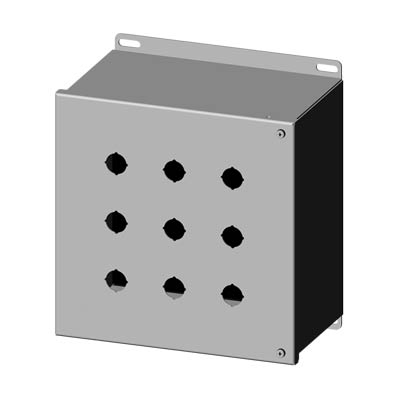 Saginaw Control & Engineering SCE-9PBHSS6I 10x10x6" 316 Stainless Steel Pushbutton Enclosure with 9 Holes, 22.5 mm