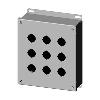 Saginaw Control & Engineering SCE-9PBSS6 10x9x3" 316 Stainless Steel Pushbutton Enclosure with 9 Holes, 30.5 mm