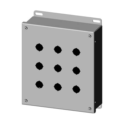 Saginaw Control & Engineering SCE-9PBSS6I 10x9x3" 316 Stainless Steel Pushbutton Enclosure with 9 Holes, 22.5 mm
