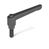 J.W. Winco 8T40A04K Black Adjustable Lever with Threaded Stud